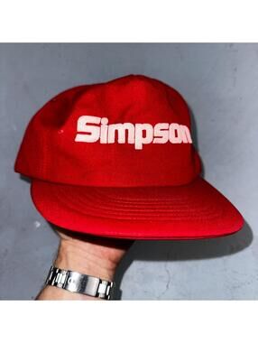 Vintage Simpson Racing Hat Cap Red Snapback Motorsports Auto Garage USA